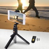 Sabitlenebilir Cep Telefon Tutucu Ayarlanabilir Taşınabilir 3 Ayaklı Tripod Selfie Çubuğu - 1