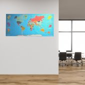 Renkli Atlas Dünya Haritası Manyetik Yapıştırıcı Gerektirmeyen Duvar Stickerı 118 CM - 56 CM - 1