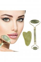 Çift Taraflı 2li Cilt Yüz Masaj Aleti Jade Roller Yeşim Taşı Seti - 1