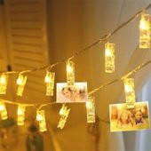 3 Metre 20li Led Işıklı Dekoratif Fotoğraf Askılığı Mandalları - 1