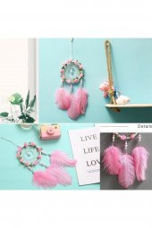 El Yapımı Kuş Tüyü Ve Led Işıklı Dekoratif Asma Düş Rüya Kapanı - 1