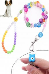 Boncuklu Desenli Çelik Telli Süslü Sevimli Kedi Köpek Tasması - 1