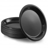 Siyah Plastik Tabak 22 cm-20 Adet - 1