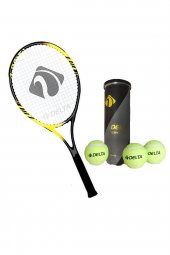 Delta Flame 27 İnç Tek Parça L3 Grip Kort Tenis Raketi + Çantası + 3 Adet Tenis Maç Topu Seti - 1