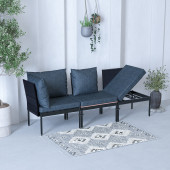 Limni Home Mini Multilounge Bahçe Balkon mobilyasi, Şezlong ( SİYAH ) - 2