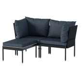 Limni Home Mini Multilounge Bahçe Balkon mobilyasi, Şezlong ( SİYAH ) - 4