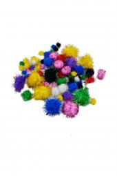 Karışık Boy Metalik Pom Pom - 1
