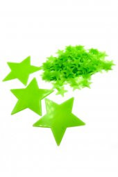 150 Adet Fosforlu Mini Yıldız, Büyük Yıldız Yeşil Karanlıkta Parlar Duvar ve Tavan Çocuk Odası Süs Sticker - 3