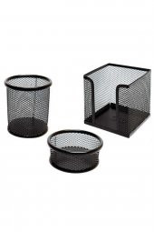 A4 Evrak Rafı Metal Üçlü Perfore 3lü Set (kalemlik, Ataşlık) - 3