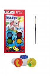 Sulu Boya 3lü Set - 12li Sulu Boya - Fırça - Su Kabı s.k - 1