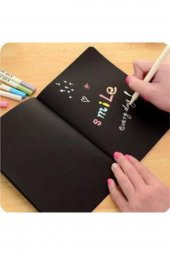 40 Sayfa 17x24 Cm Siyah Defter Ve Beyaz Kalem side - 2