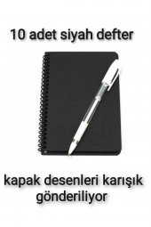 10lu Siyah Defter Ve 10 Adet Beyaz Kalem - 1