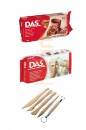 Beyaz+kahve Seramik Kili 500 Gr+ Modelaj Kalemi Ebeşuar 5 Li Ahşap Set h.s - 1