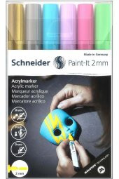 Akrilik Markör 2mm 6lı Parlak Renkler Set - 1