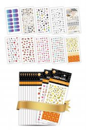 10lu Tırnak Dövmesi Seti -8, Tırnak Sticker Seti, Nail Art, Tattoo ART-586 - 1