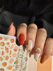 Portakal Tırnak Dövmesi, Tırnak Tattoo, Nail Art, Tırnak Sticker - 2