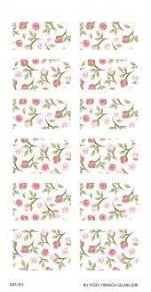 Pembe Çiçekler Tırnak Dövmesi, Tırnak Tattoo, Nail Art, Tırnak Sticker - 2