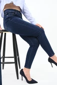 Kadın Yüksek Bel Lacivert Jean Pantolon 6178-23 - 7