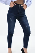 Kadın Yüksek Bel Lacivert Jean Pantolon 6178-23 - 2