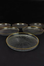 Digithome Rexy 6lı Cam Pasta Tabağı 21 Cm Gold Rim - 16578 - 4