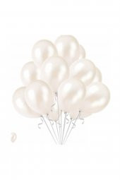 Beyaz Metalik Sedefli Balon 12" İnç 10 lu Balon - 1