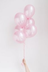 Pembe Metalik Sedefli Balon 12" İnç 5 li Balon - 1