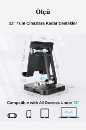 Tablet Standlı 360 Dönebilen 10 in 1 Hub Usb Hdmi Vga SD/TF Çoklayıcı Stand - 6