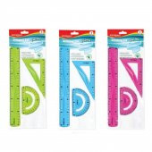 Keyroad Flexible Çizim Seti Elastik 30cm Cetvel,60 Derece Gönye ,45 Derece İletki - 1