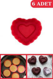 Onikiden Silicolife Airfryer Silikon Kalp Muffin Kek Kalıbı 6’lı- Tüm Hava Fritözleriyle Uyumlu SL11 - 1
