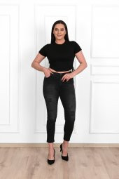 Kadın Büyük Beden Yırtmaçlı Füme Jean Pantolon 6191-23 - 7
