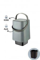 Digithome Tutma Saplı Sihirli İç Kovalı Tezgah Üstü Mutfak Çöp Kovası 4 Lt Antrasit – TVP692-16 - 2