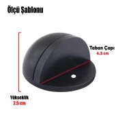 Yarımay Kapı Stoperi Tamponu Vidalı Metal Kapı Stopu Durdurucu Tutucu Mat Siyah thumbnail 2