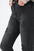 Kadın Yüksek Bel Yırtmaçlı Füme Jean Pantolon 6190-23 - 7