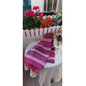 İpekli Buldan  Dokuma Peştemal - 90 x 168 cm - Mor&Fuşya&Açık Pembe&Sarı çizgili - 1