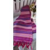 İpekli Buldan  Dokuma Peştemal - 90 x 168 cm - Mor&Fuşya&Açık Pembe&Sarı çizgili - 3