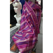 İpekli Buldan  Dokuma Peştemal - 90 x 168 cm - Mor&Fuşya&Açık Pembe&Sarı çizgili - 4