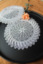 6 Adet Anthemis Chia Gümüş Bardak Altlığı & Kokteyl Peçetesi - 2