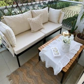 Limni Home Mini Multilounge Bahçe Balkon mobilyasi, Şezlong ( KREM ) - 1