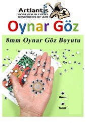 Oynar Göz Siyah 8 mm 50 li 1 Paket Oynayan Göz 8mm Hobi Tasarım Anasınıfı Kreş Etkinlik Elişi - 2