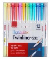 Dong-A Twinliner Soft Fosforlu Kalem Çift Taraflı 12 li Set - 2