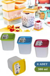 Flosoft 380 ml Alaska Buzdolabı Dondurucu Erzak Gıda Saklama Kabı 4lü Set (4x380ml) thumbnail 1