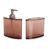 ZBOSP-C6 OVAL SİVİ SABUNLUK DİŞ FIRÇALİK 2 Lİ BANYO SETİ KAHVERENGİ AKRİLİK thumbnail 1