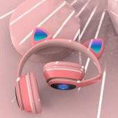 Fuchsia F400 Kablosuz Bluetoothlu RGB Ledli Kedi Tasarım Kulaklık - 2