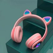 Fuchsia F400 Kablosuz Bluetoothlu RGB Ledli Kedi Tasarım Kulaklık - 5