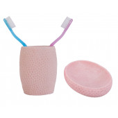 ZBOSP-C19 SABUNLUK DİŞ FİRÇALİK 2 Lİ BANYO SETİPEMBE PETEK MODELPOLİRESİN thumbnail 1