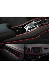 Trim Fitil Kırmızı Yeni Nesil Araç Içi Ip Şerit Balık Sırtı Nikelajlı 5 Metre - 3