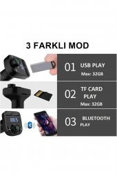 Car X8 Araç Fm Transmitter 5.0 Bluetooth Araç Kiti Usb Mp3 Sd Kart Çakmaklık Girişli Araba Oto Teyp - 2