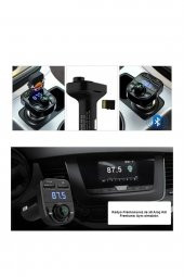 Car X8 Araç Fm Transmitter 5.0 Bluetooth Araç Kiti Usb Mp3 Sd Kart Çakmaklık Girişli Araba Oto Teyp - 4
