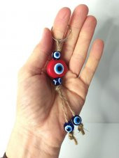 Nazar Boncuk Anahtarlık 10 Adet Kötü Göz Kovucu Nazar Hand Made Hasır Renkli Boncuklu Nazarlı Anahtarlık - 5