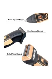 3'lü Set Saç Sakal Kesme Traş Makinesi Burun Kılı Alma 3 In1 Pro Model Erkek Bakım Seti - 1
